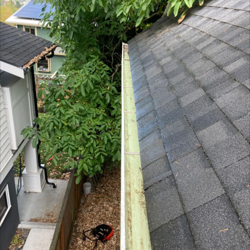 Gutter cleaning service in Kenmore, hand removal of gutters ready for rain