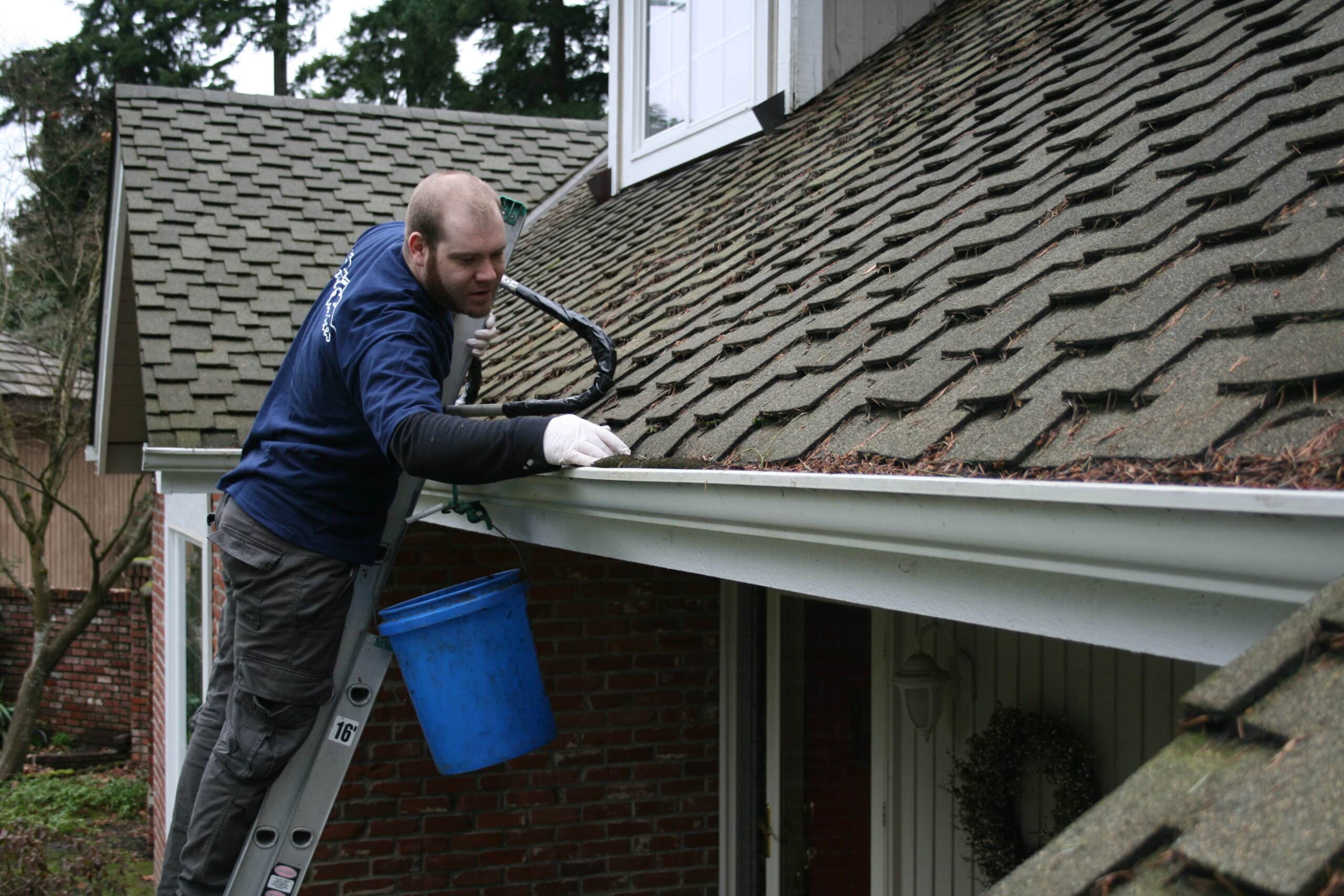 Cleaning gutters Ballard, WA.