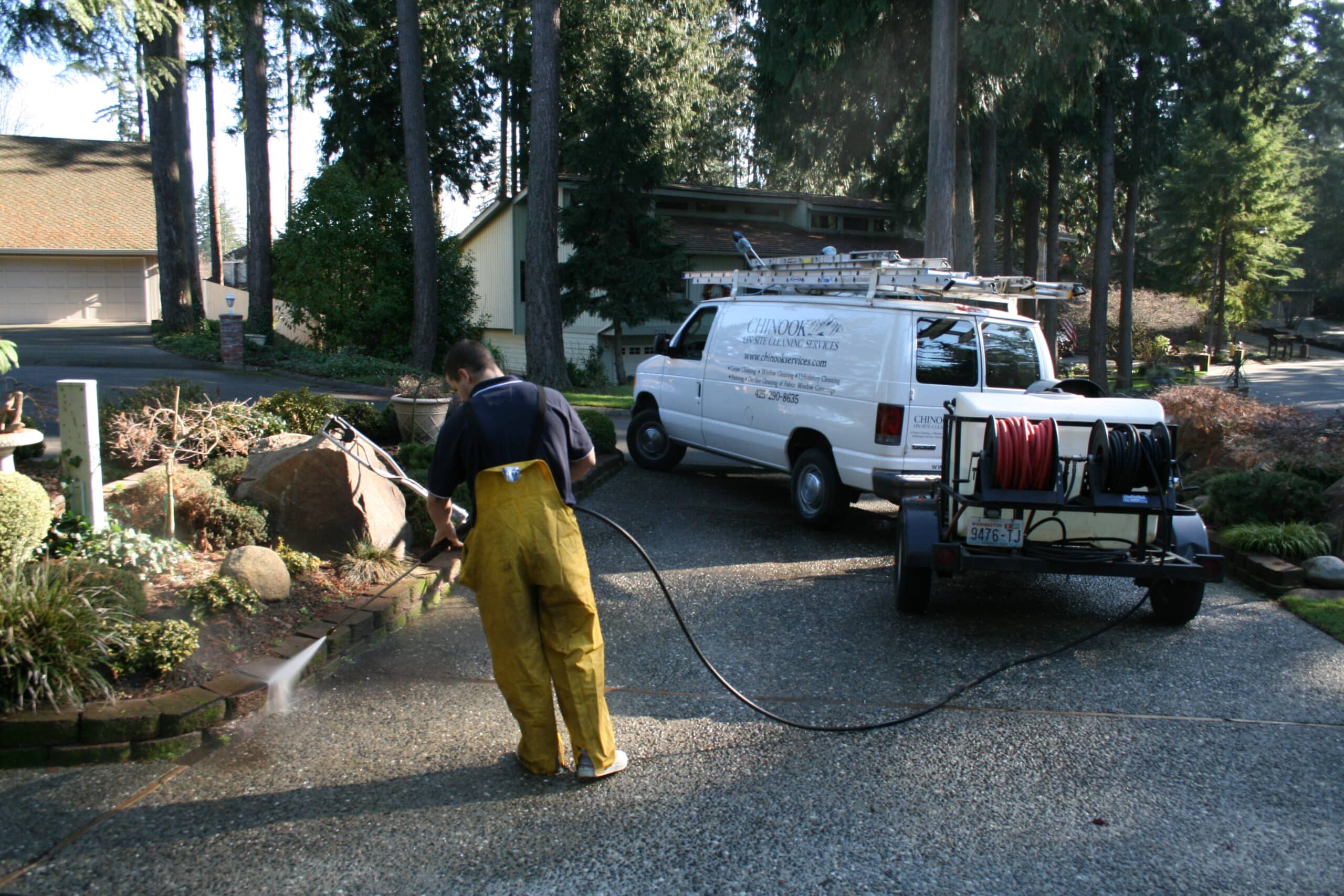 Pressure washing driveway in Medina