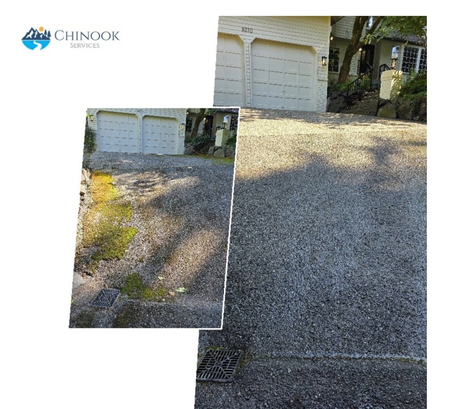Before and after photo of pressure washing Mill Creek, WA by Chinook Services