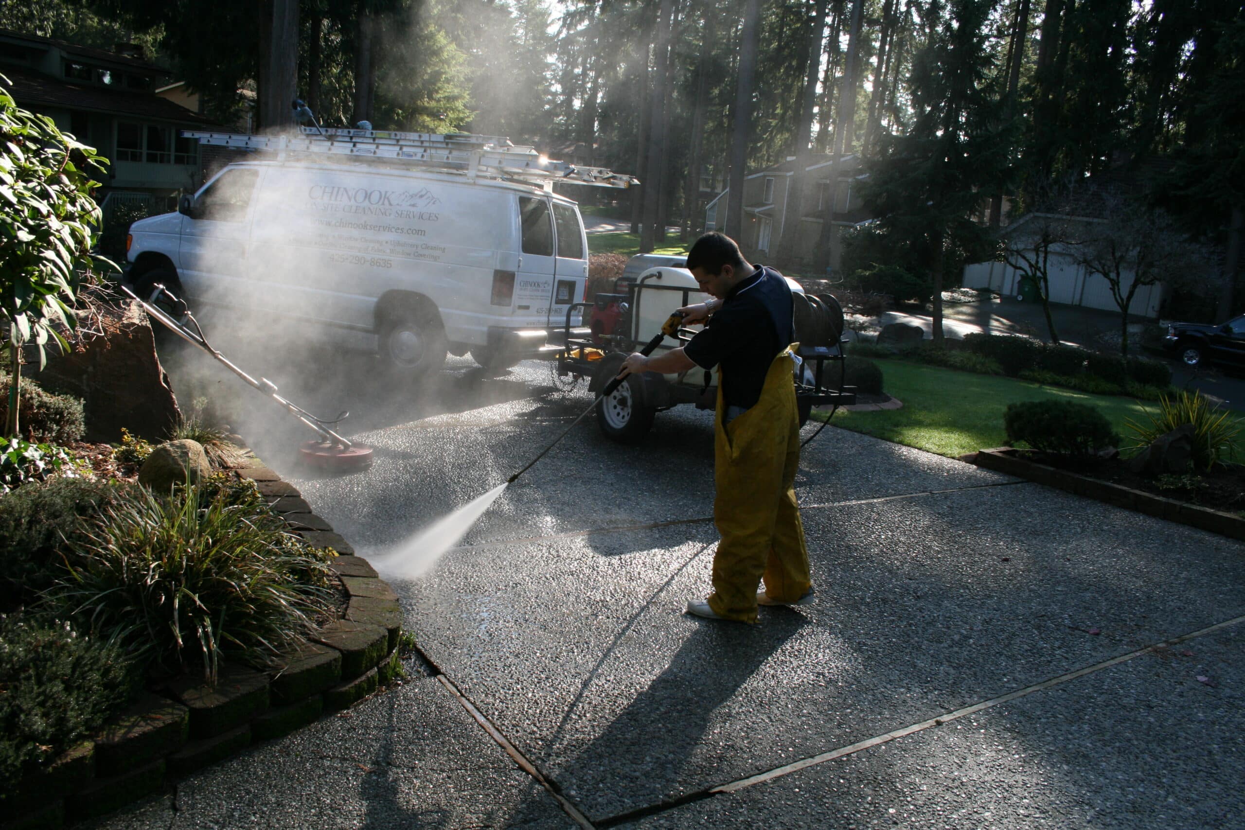 Pressure washing concrete hard surfaces in Tulalip