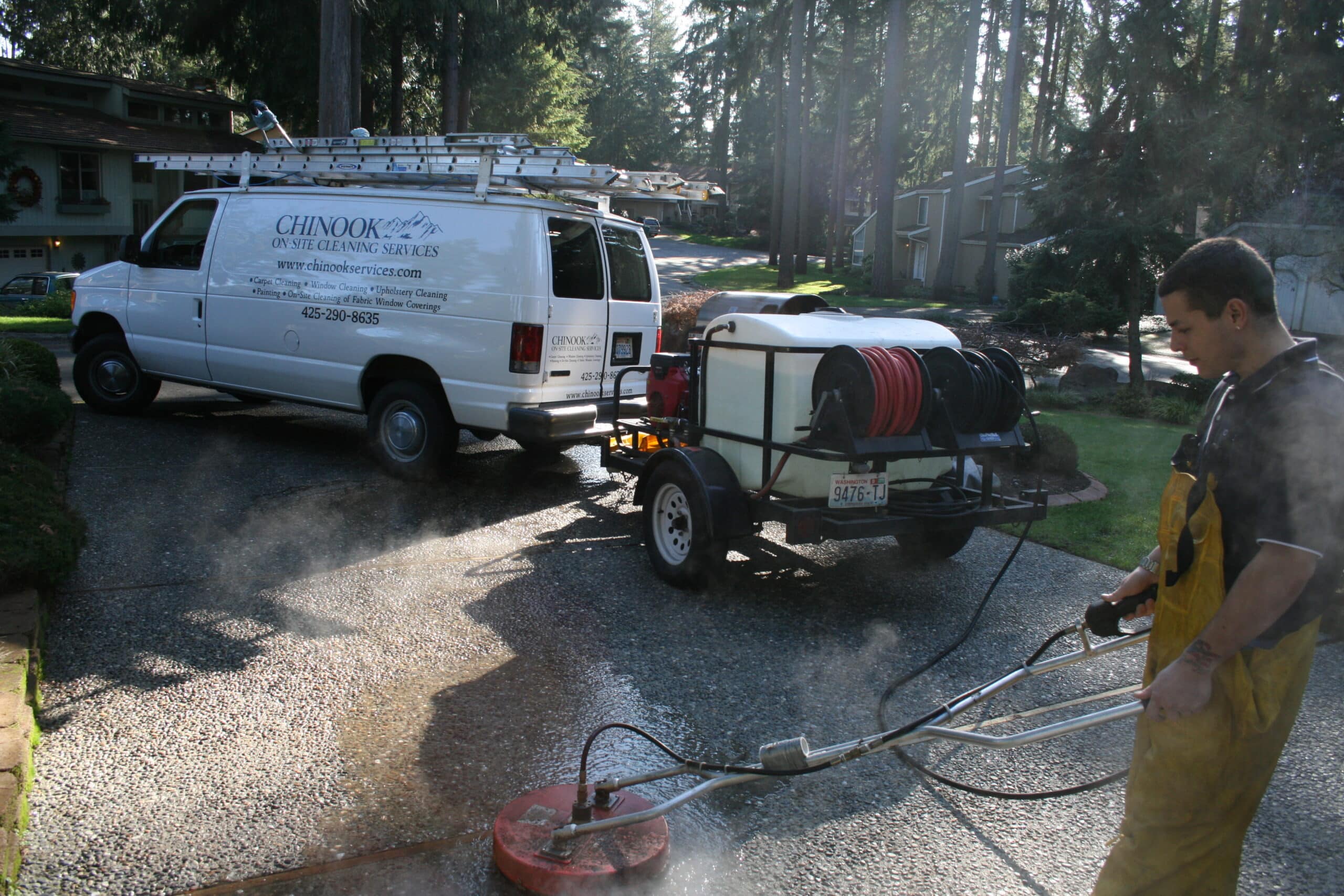 Pressure washing driveway moss Fremont, WA.