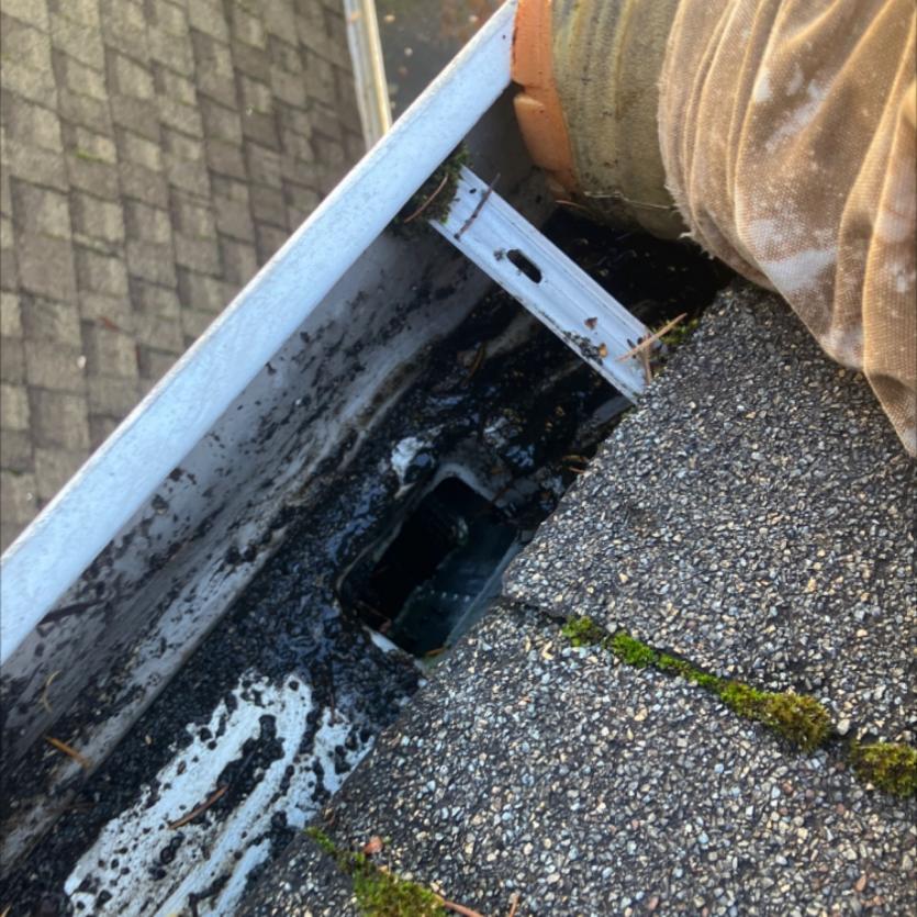 After unclogging gutter on home in Windermere during gutter cleaning services