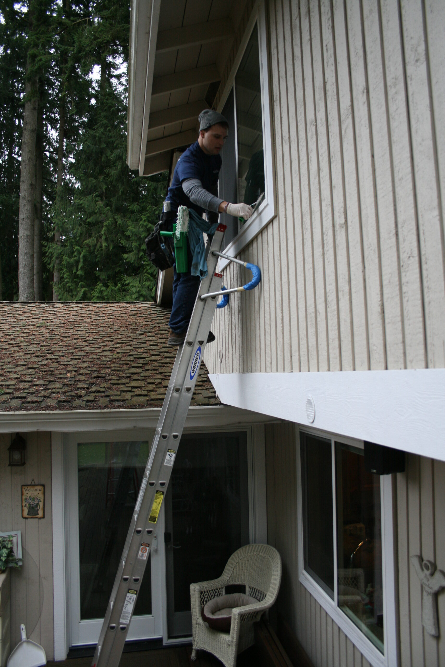 Cleaning second story gutters Queen Anne