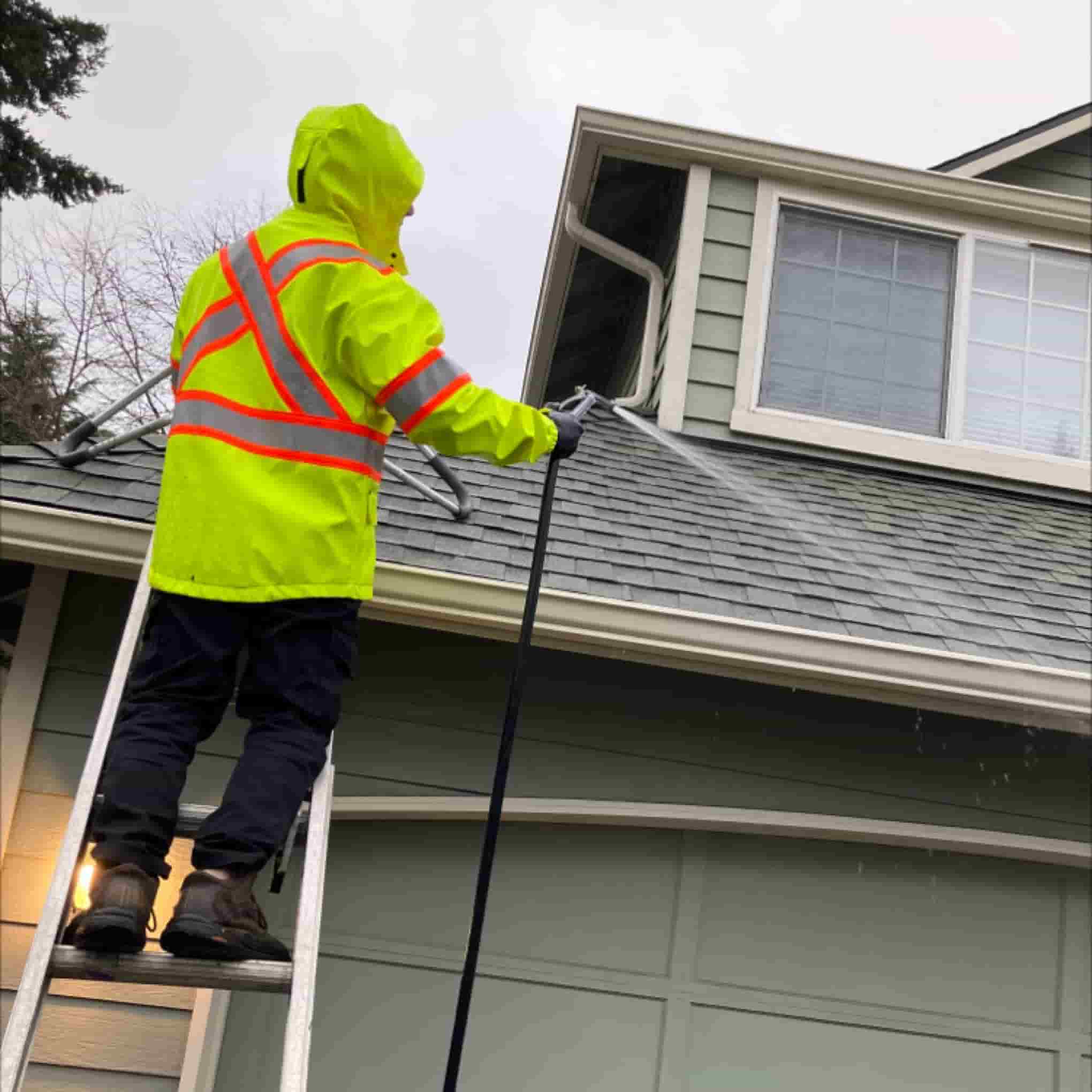 Removing gutter clog Snohomish & King County